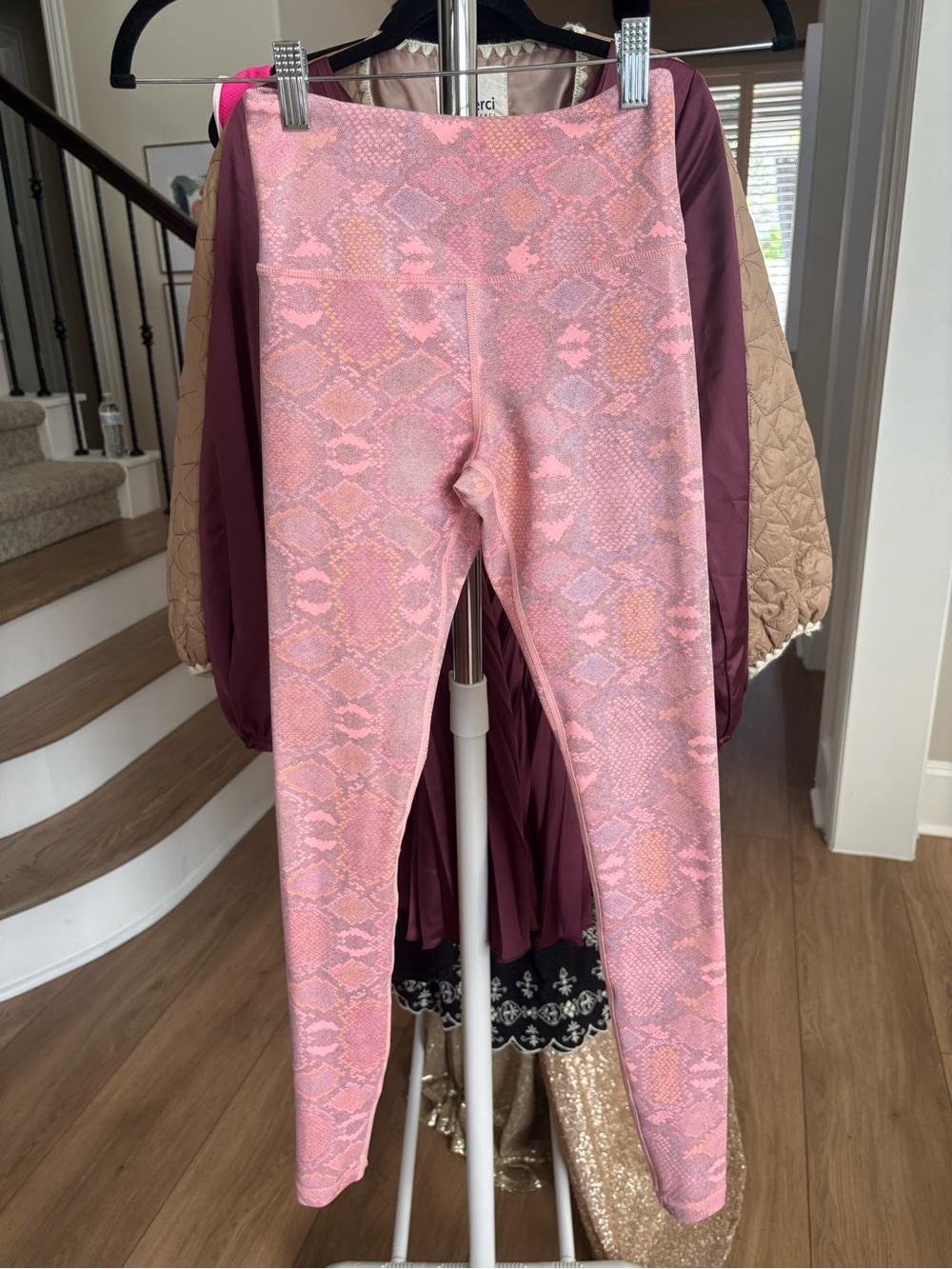 ZYIA Pink Snake-Print High-Waist Leggings